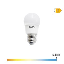 Lâmpada esférica LED E27 8,5W 1000lm 6400K LUZ fria Ø4,5x8,6cm EDM