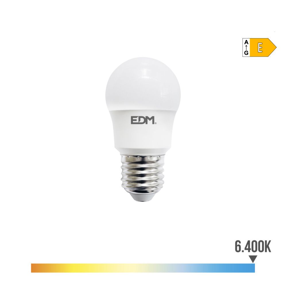 Lâmpada esférica LED E27 8,5W 1000lm 6400K LUZ fria Ø4,5x8,6cm EDM