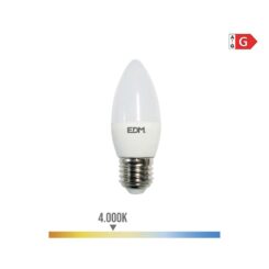 EDM Lâmpada vela LED e27 5 w 400 lm 4000 k luz neutra ø3,5 x 10 cm