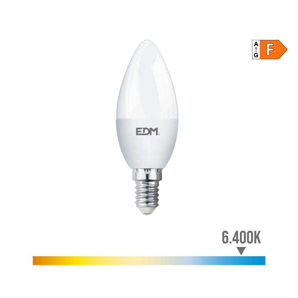 Lâmpada vela LED E14 7W 600lm 6400K LUZ fria Ø3,5x10,7cm EDM