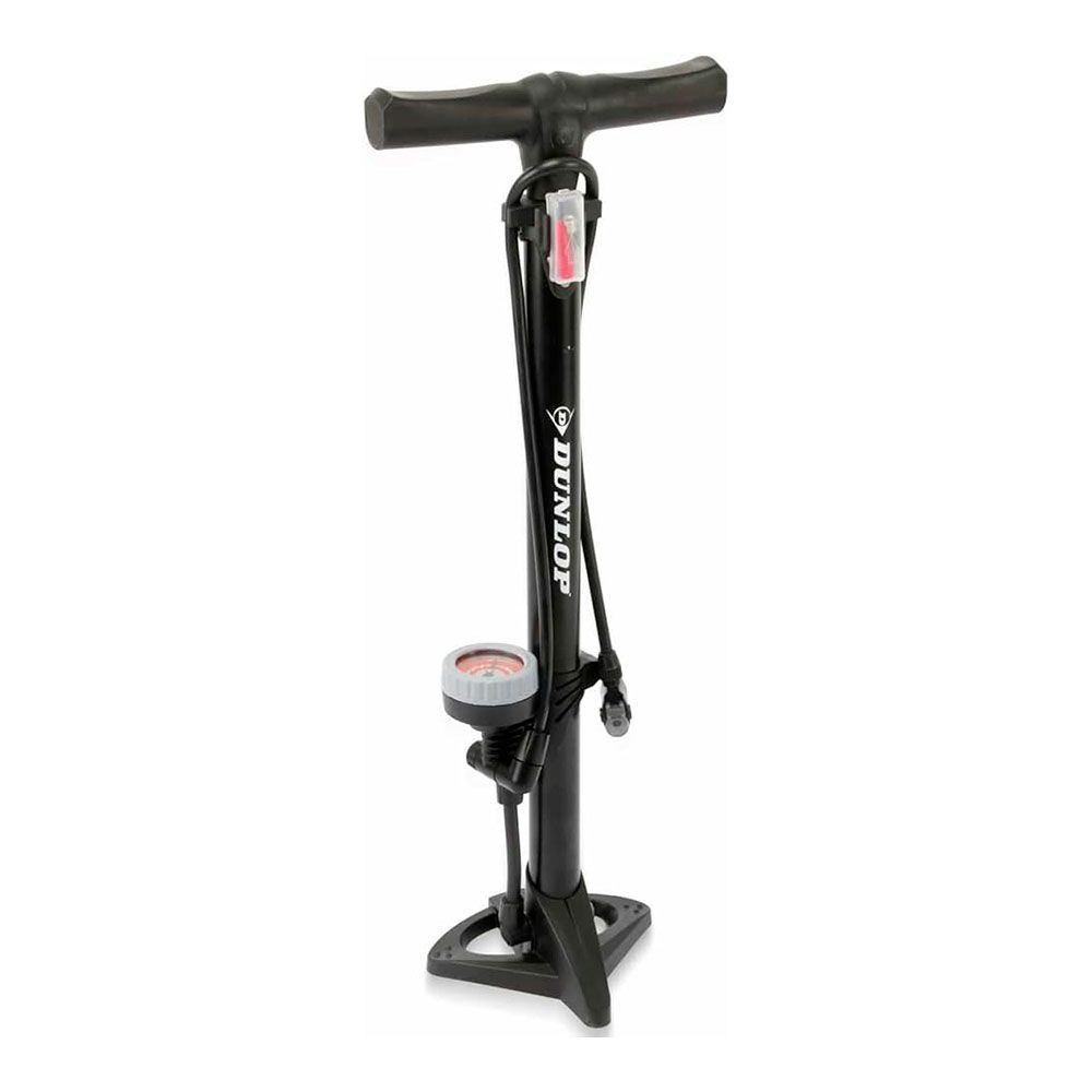 Bomba de pé para bicicletas com manômetro analógico, preta, 22,5 x 16 x 60 cm