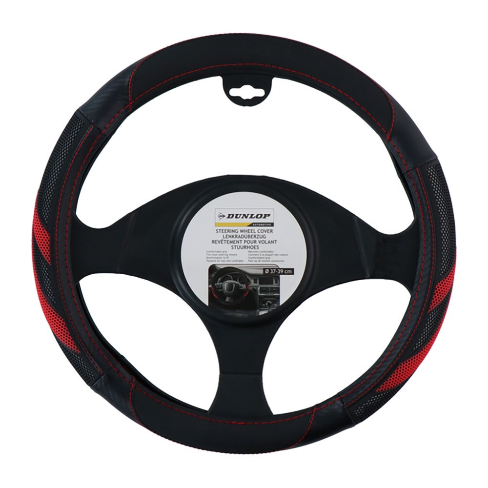 Capa para volante, preta com detalhes vermelhos, ø37-39 cm - Image 2