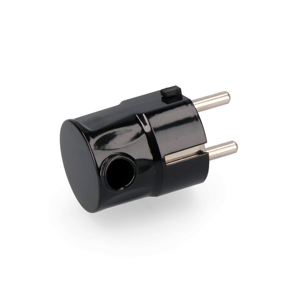 Ficha tipo F T/TL 16A saída lateral 4,8mm preta (embalada)