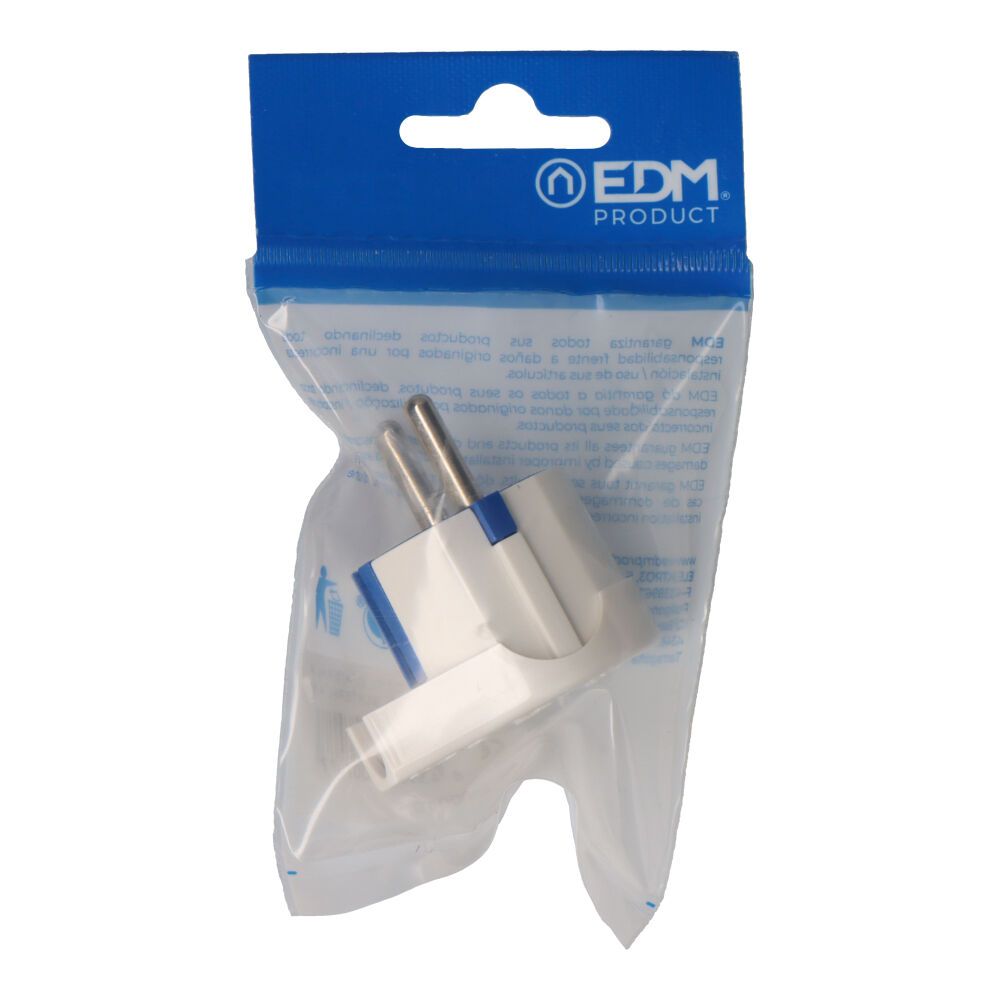 Ficha tipo F T/TL saída lateral 4,8mm 16A branco (embalada) - Image 2