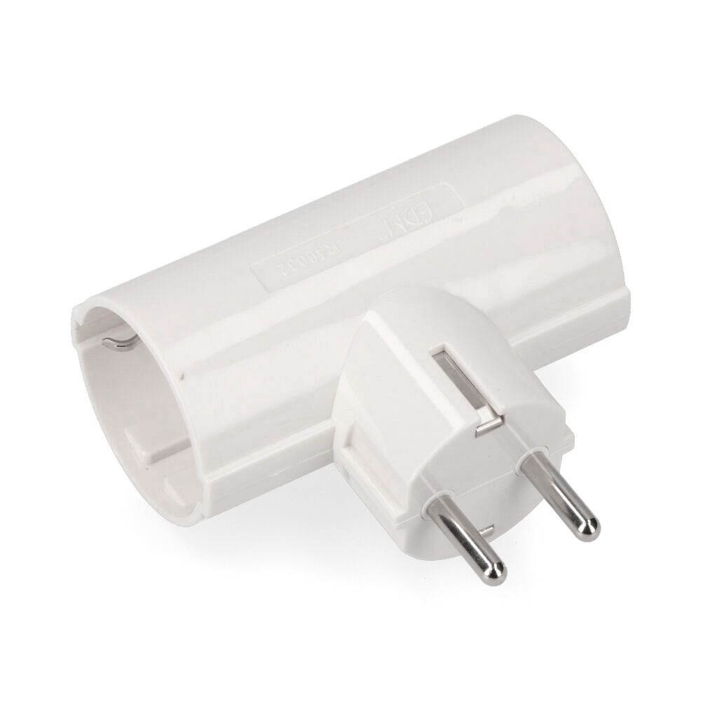 Ficha duplo de baquelite tipo F t/tl 16A 250V branco (embalado)