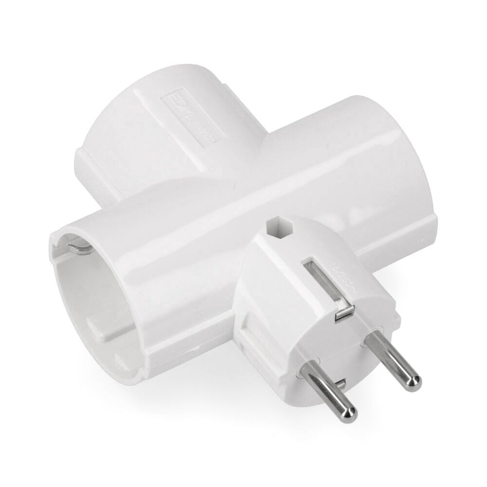 Plug triplo em baquelite tipo F t/tl 16A 250V branco (embalado)