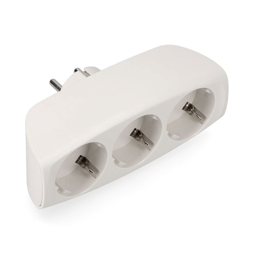 T/TL multiconector triplo saída tipo F 4,8mm economic MAX 3680W branco (embalado)