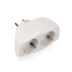 Adaptador duplo 2P+T, 16A 250V~ entrada frontal, branco (embalado)