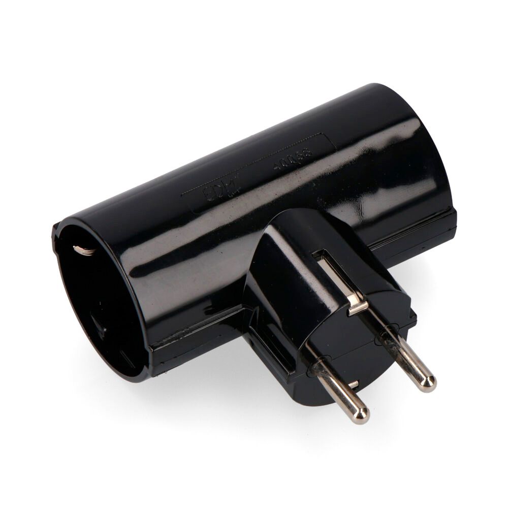 Ficha duplo baquelite T/TL tipo F 4,8mm 16A 250V MAX 3680W preto (embalado)