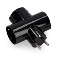 Ficha tripla com baquelite T/TL tipo F 4,8mm 16A 250V MAX 3680W preto (embalado)