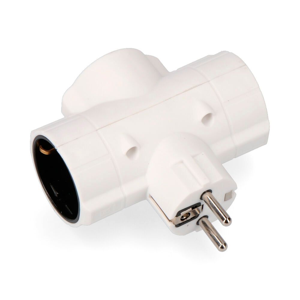 Ficha triplo económico T/TL tipo F 4,8mm 16A 250V MAX 3680W branco (embalado)