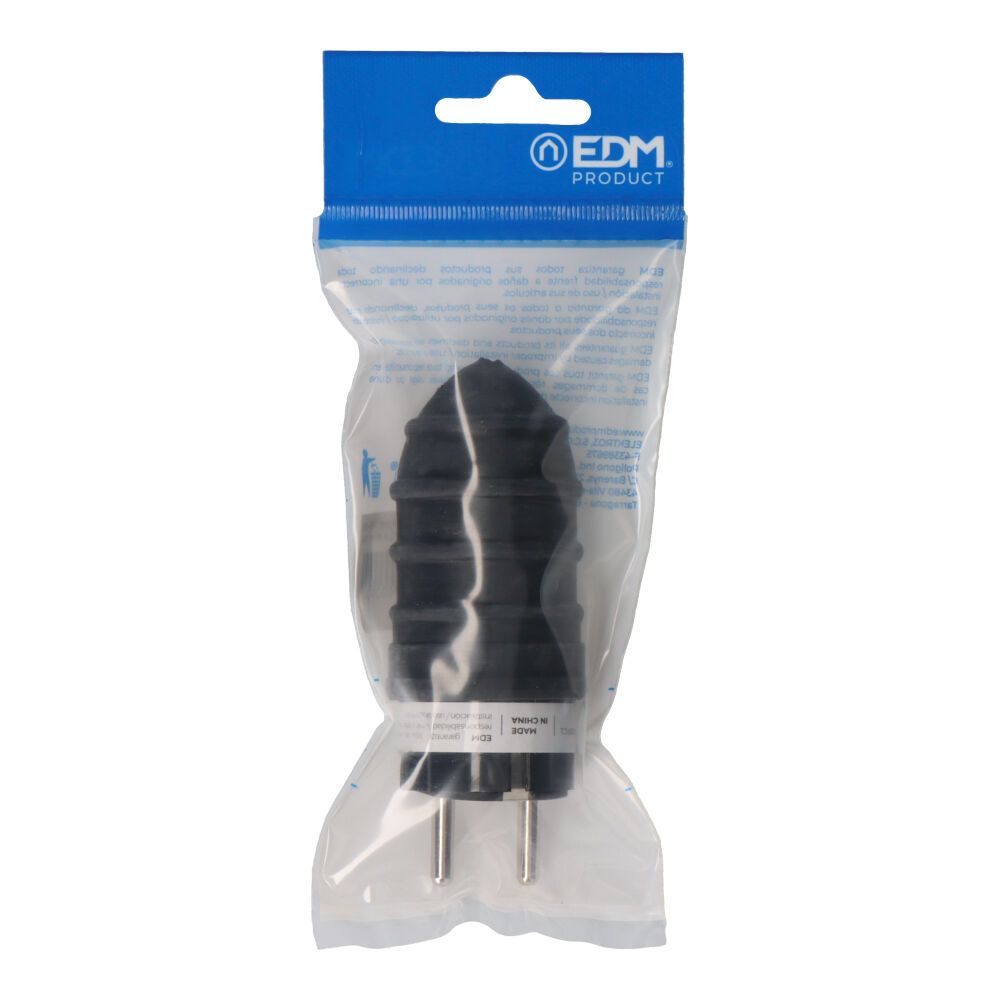 Ficha borracha 16A 250V T/TL tipo F 4,8mm IP44 preto (embalado) - Image 2