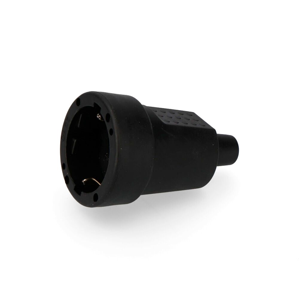 Ficha aérea BORRACHA10/16A 250V T/TL 4,8mm IP44 negra (embalada)