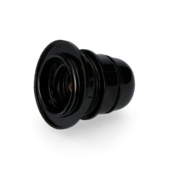 Porta-lâmpadas semirrosca + arandela E-27 preto (embalado)
