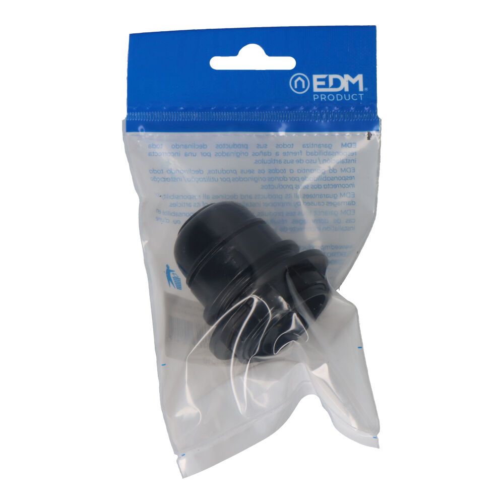 Porta-lâmpadas semirrosca + arandela E-27 preto (embalado) - Image 2