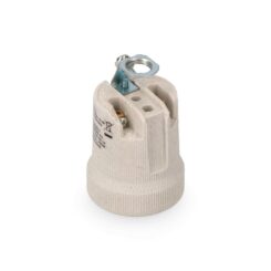Porta-lâmpadas em porcelana E-27 bege (embalado)