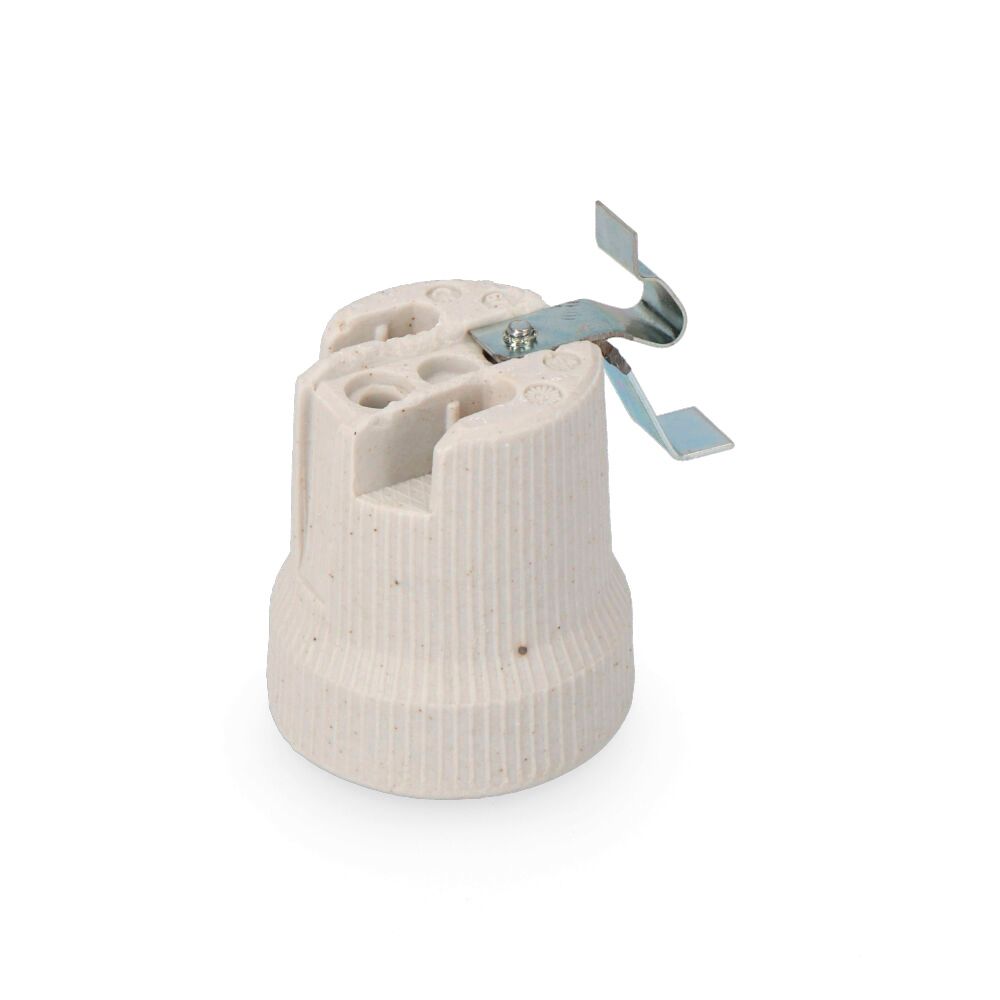 Porta-lâmpadas em porcelana E-27 250V para tectos bege (embalado)