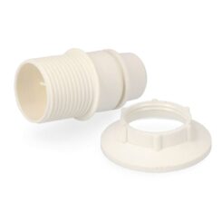 Porta-lâmpadas semi-rosca E-14 + anilha branco (embalado)