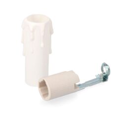 E-14 porta-lâmpadas em porcelana + vela branca média (embalagem)