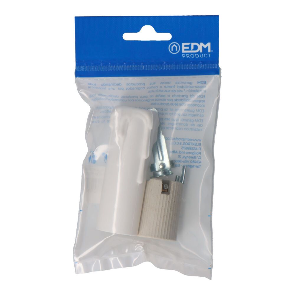 E-14 porta-lâmpadas em porcelana + vela branca média (embalagem) - Image 2