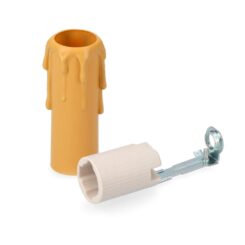 E-14 porta-lâmpadas em porcelana + vela média creme (embalado)