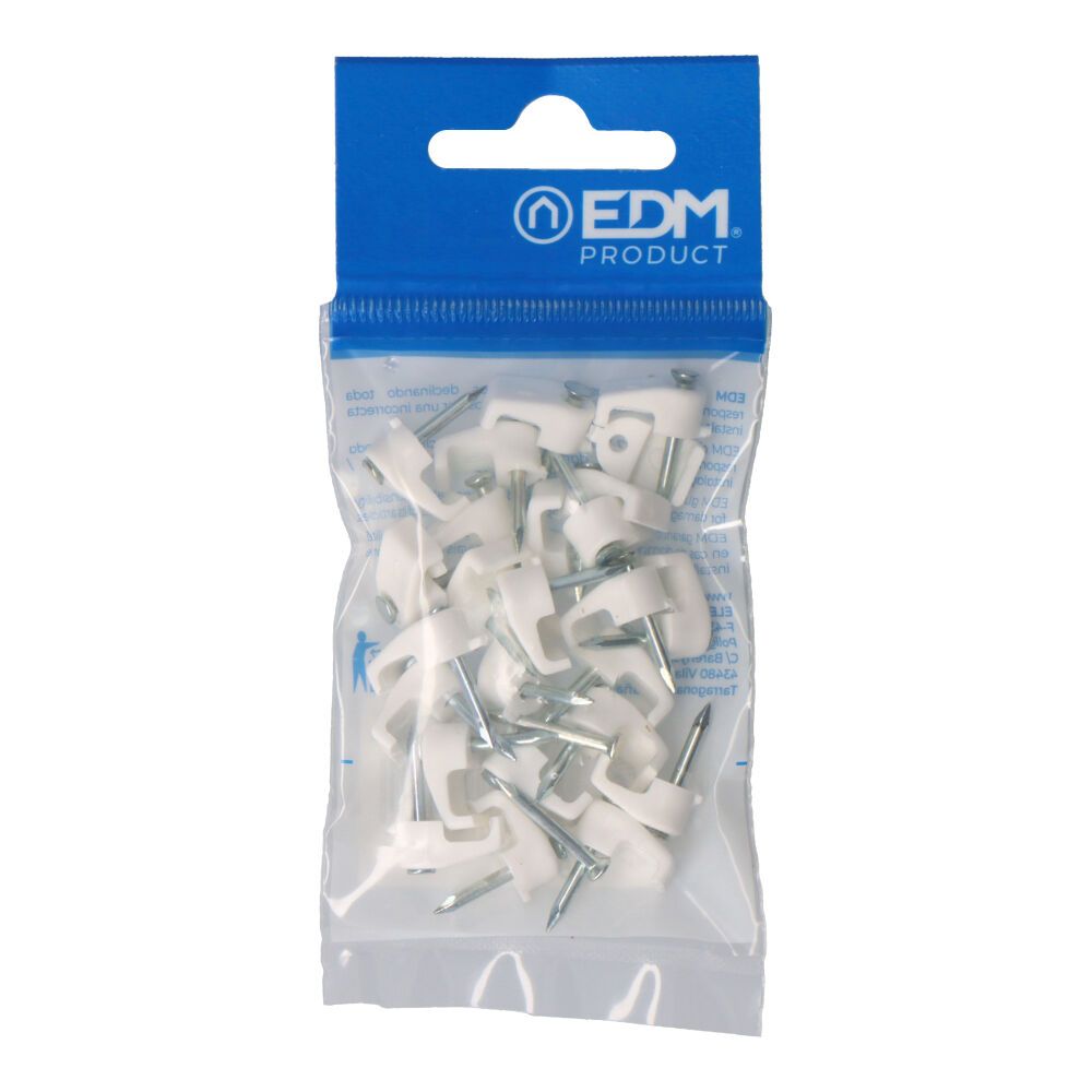 Abraçadeira plana branca com prego 2x1,5mm N°1 (blister 25 unid.) EDM