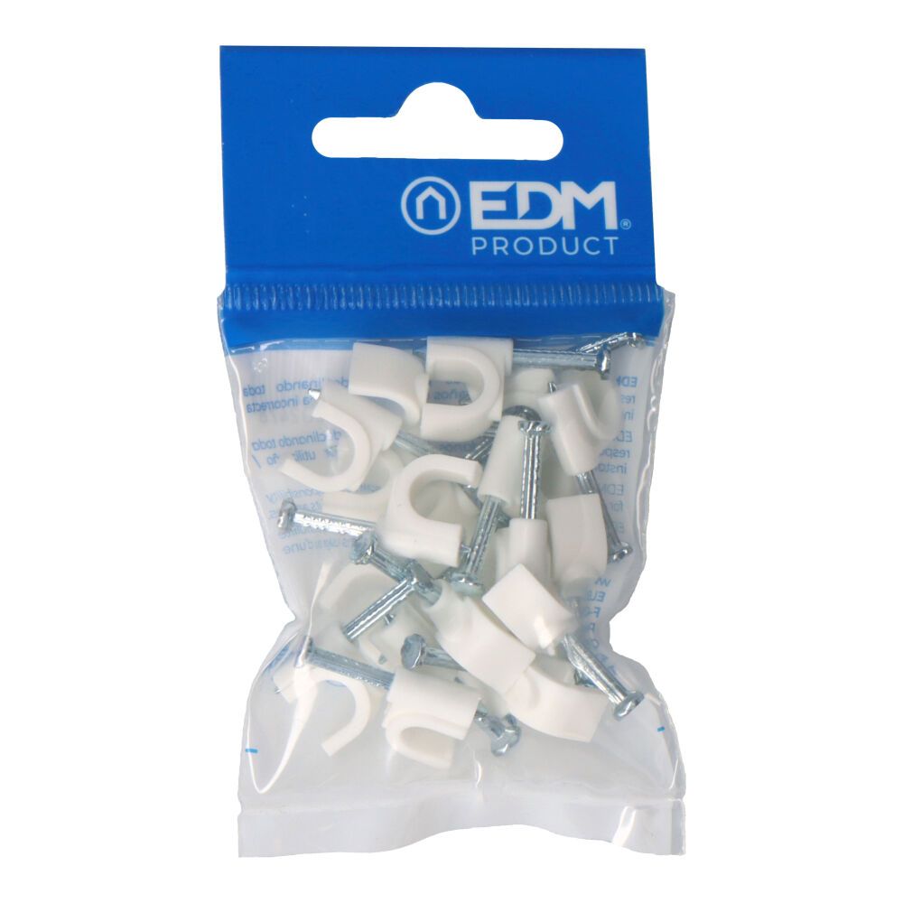 Abraçadeira redonda branca com prego 2x1,5mm N°7 (blister 20 unid.) EDM
