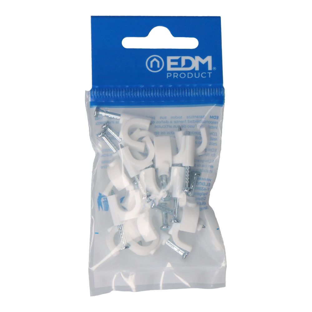Abraçadeira redonda branca com prego 2x2,5mm N°8 (blister 15 unid.) EDM