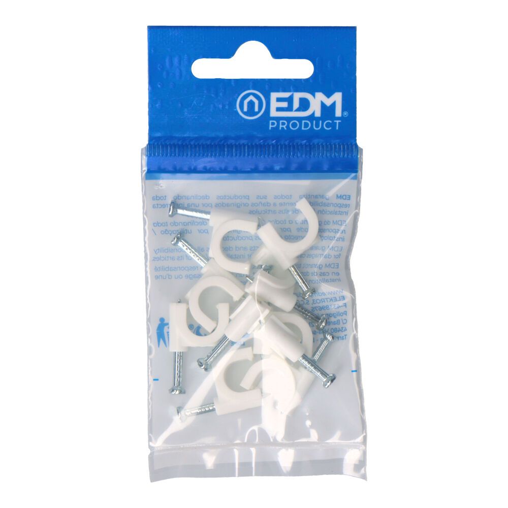 Abraçadeira redonda branca com prego 2x4mm N°9 (blister 10 unid.) EDM