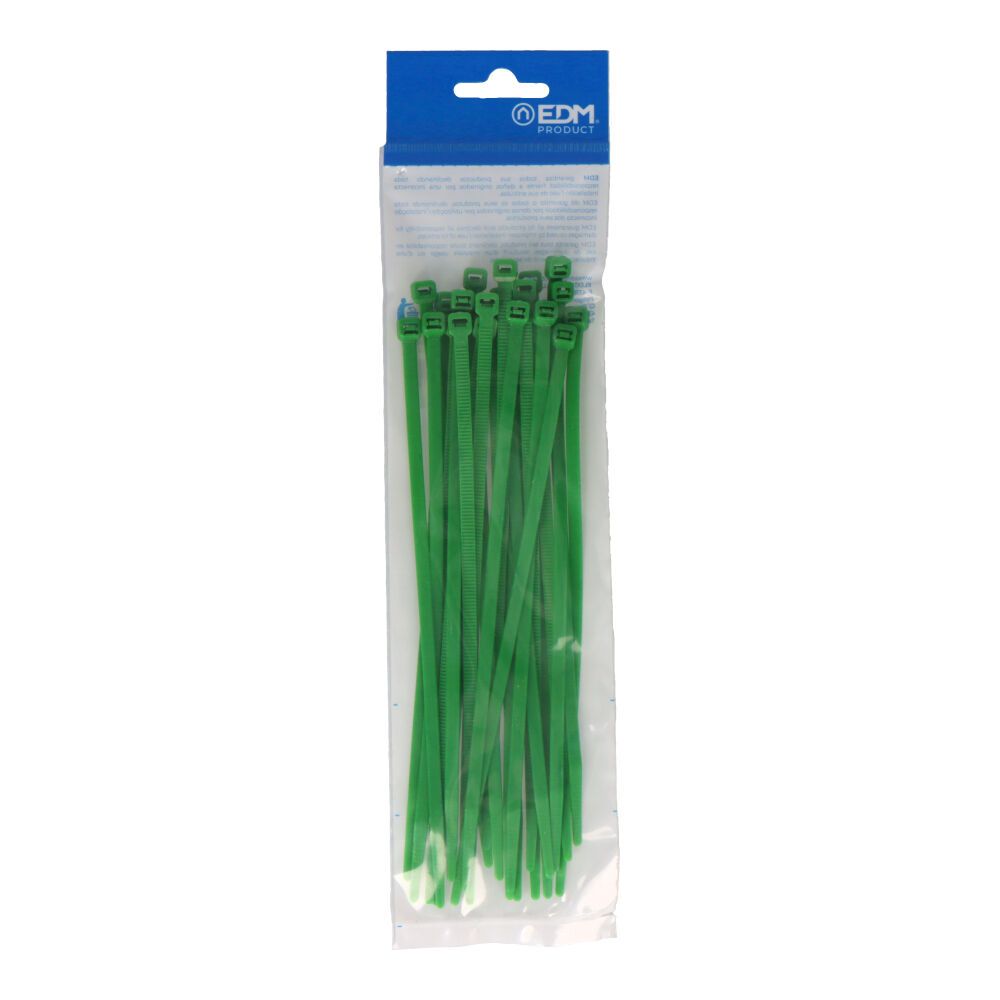 Abraçadeiras verdes 200x4,8mm nylon de alta qualidade (blister 25 unid.) EDM