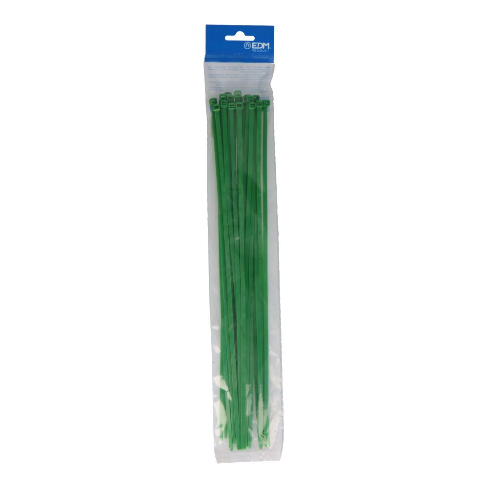 Abraçadeiras verdes 380x4,8mm nylon de alta qualidade (blister 25 unid.) EDM