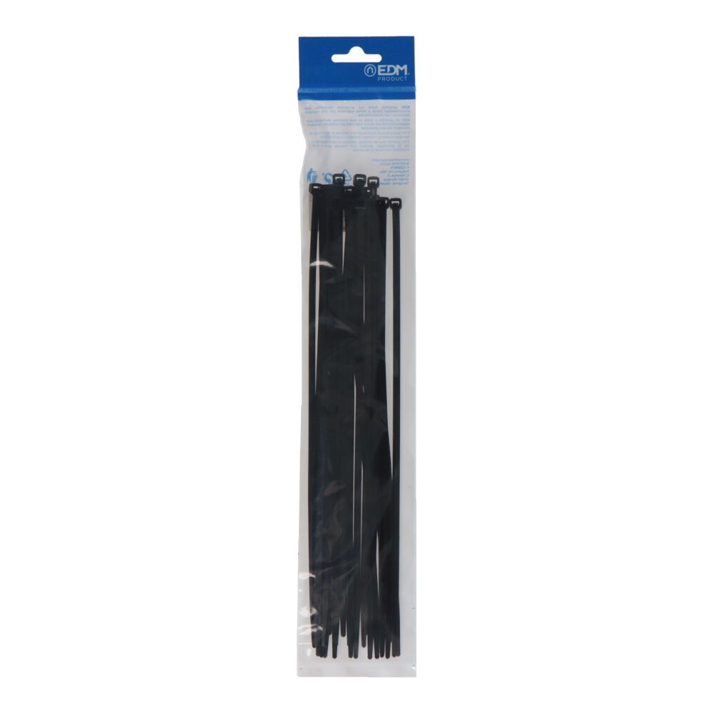 Abraçadeiras pretas 300x4,8mm nylon de alta qualidade (blister 25 unid.) EDM