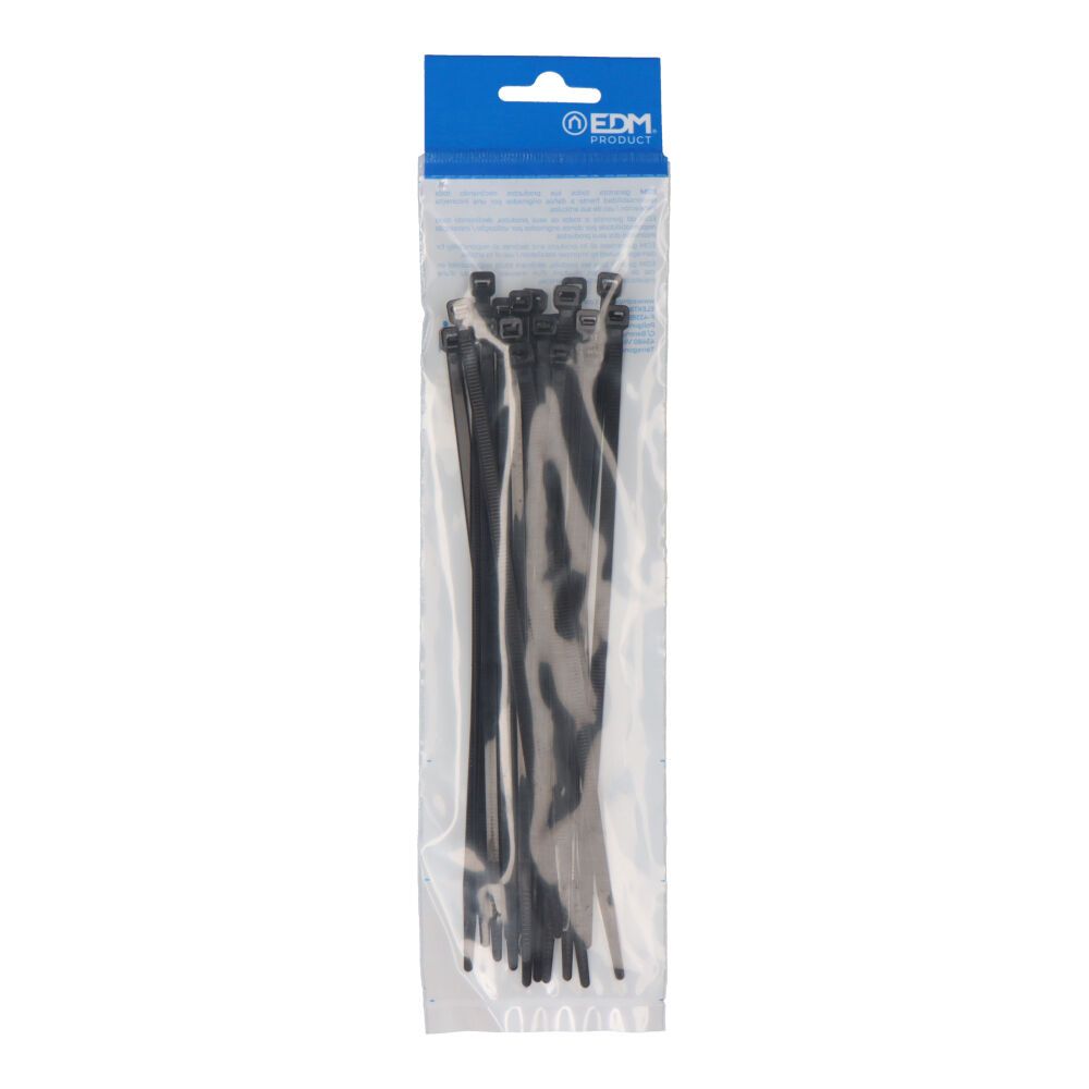 Abraçadeiras pretas 200x4,8mm nylon de alta qualidade (blister 25 unid.) EDM
