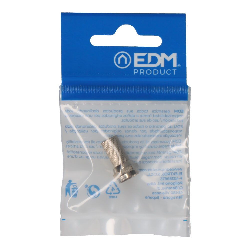 Conector "f" ficha macho parabolica metalico EDM embalado - Image 2