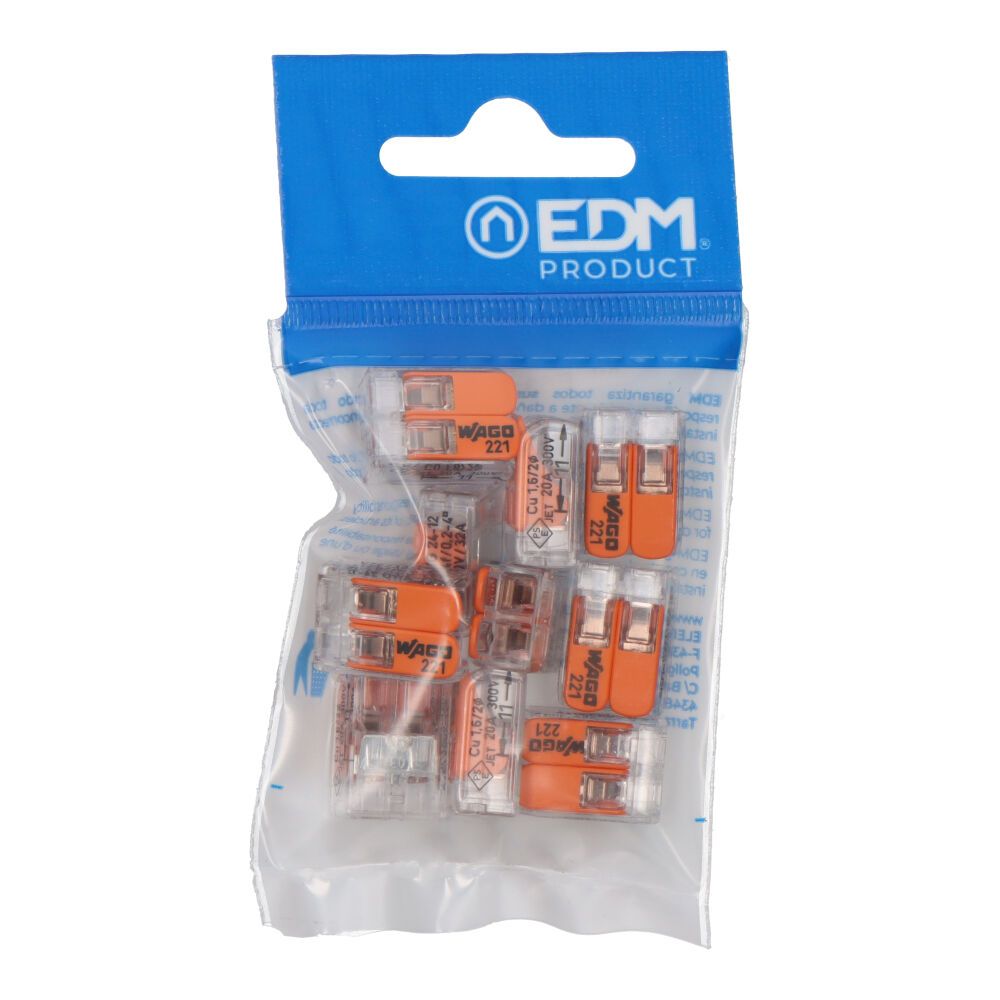 Conector rápido com patilha, 2 vias, ø máximo 4 mm², 450 V, 32 A, transparente, 13,2 x 18,6 x 8,4 mm, 10 un. - Image 2
