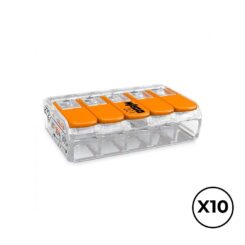 Conector rápido com alavanca 5 condutores, ø máximo 4 mm², 450 V, 32 a, transparente, 30 x 18,6 x 8,4 mm. contém 10 unidades