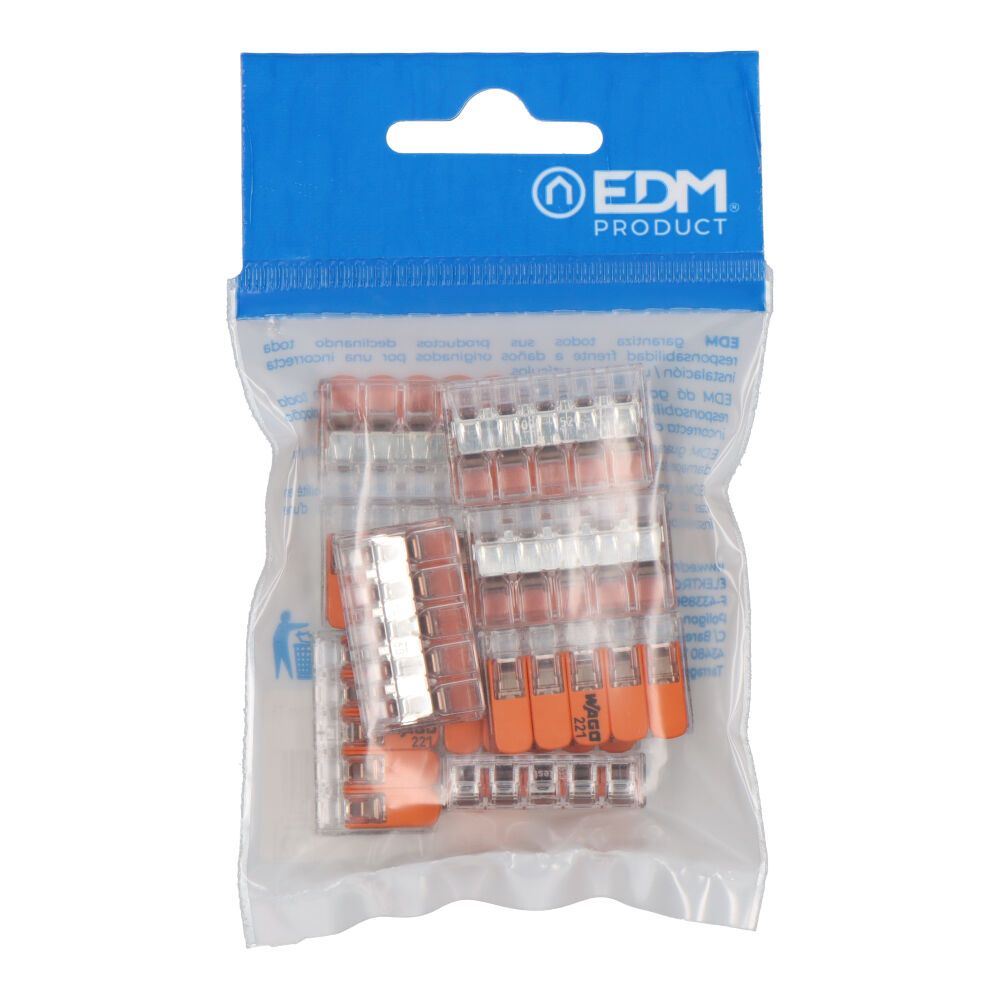 Conector rápido com alavanca 5 condutores, ø máximo 4 mm², 450 V, 32 a, transparente, 30 x 18,6 x 8,4 mm. contém 10 unidades - Image 2