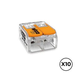 Conector rápido com alavanca 2 condutores, ø máximo 6 mm², 450 V, 41 a, transparente, 16 x 21,1 x 10,1 mm. contém 10 unidades