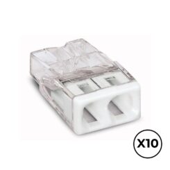 Conector rápido 2 condutores rígidos, ø máximo 2,5 mm², transparente / branca. contém 10 unidades
