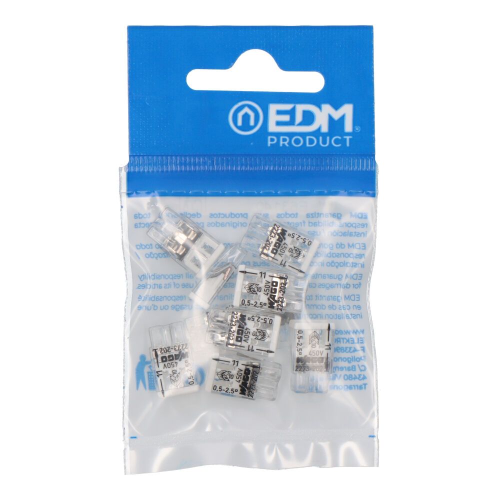 Conector rápido 2 condutores rígidos, ø máximo 2,5 mm², transparente / branca. contém 10 unidades - Image 2