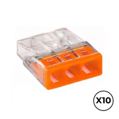 Conector rápido 3 condutores rígidos, ø máximo 2,5 mm², transparente / laranja. contém 10 unidades