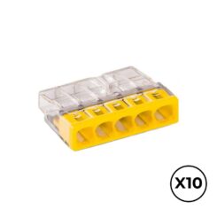 Conector rápido 5 condutores rígidos, ø máximo 2,5 mm², transparente /  amarela. contém 10 unidades