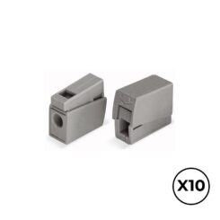 Conector CLIP rápido em linha 2 condutores, 1 rígido + 1 rígido, semi-rígido ou flexível, ø máximo 2,5 mm², cinza. contém 10 unidades