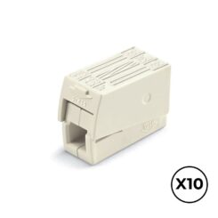 Conector rápido em linha, grampo 3 vias, 2 rígidos + 1 rígido, semirrígido ou flexível, Ø máximo 2,5 mm², branco, 10 unid.
