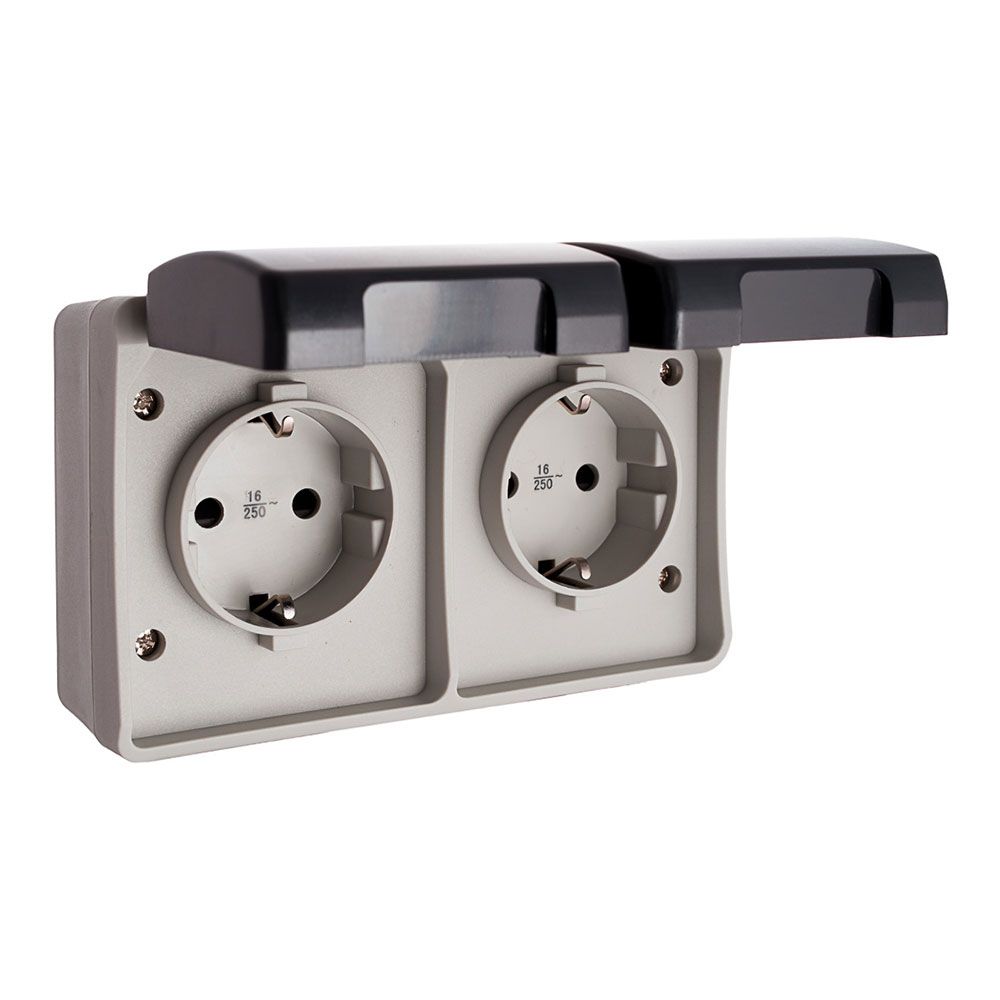 Tomada dupla t/tl estanque 16A 250V IP44