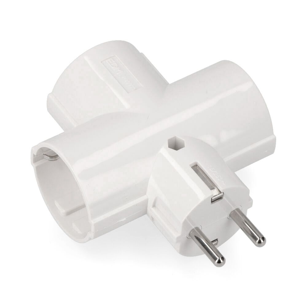 Adaptador triplo 2P+T, 16 a 250 v~, branco, embalagem retráctil