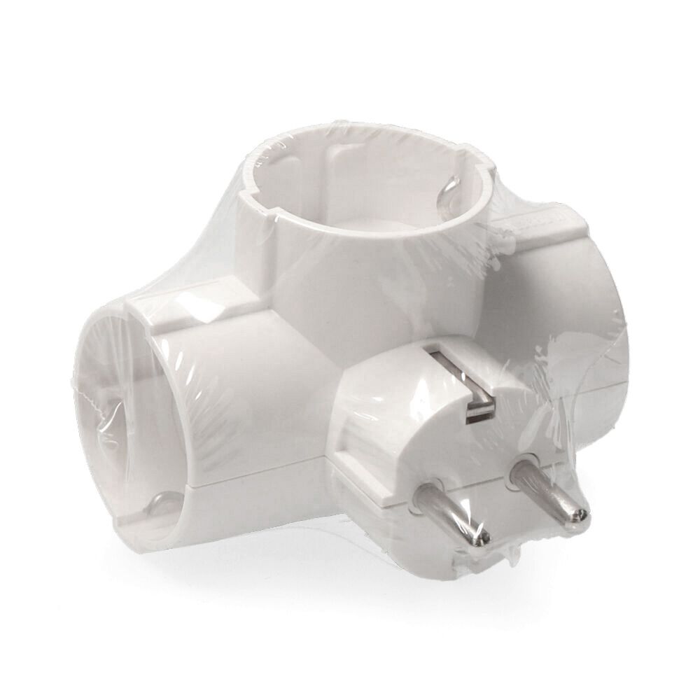 Adaptador triplo 2P+T, 16A 250V~ entrada lateral, branco (retrátido) - Image 2