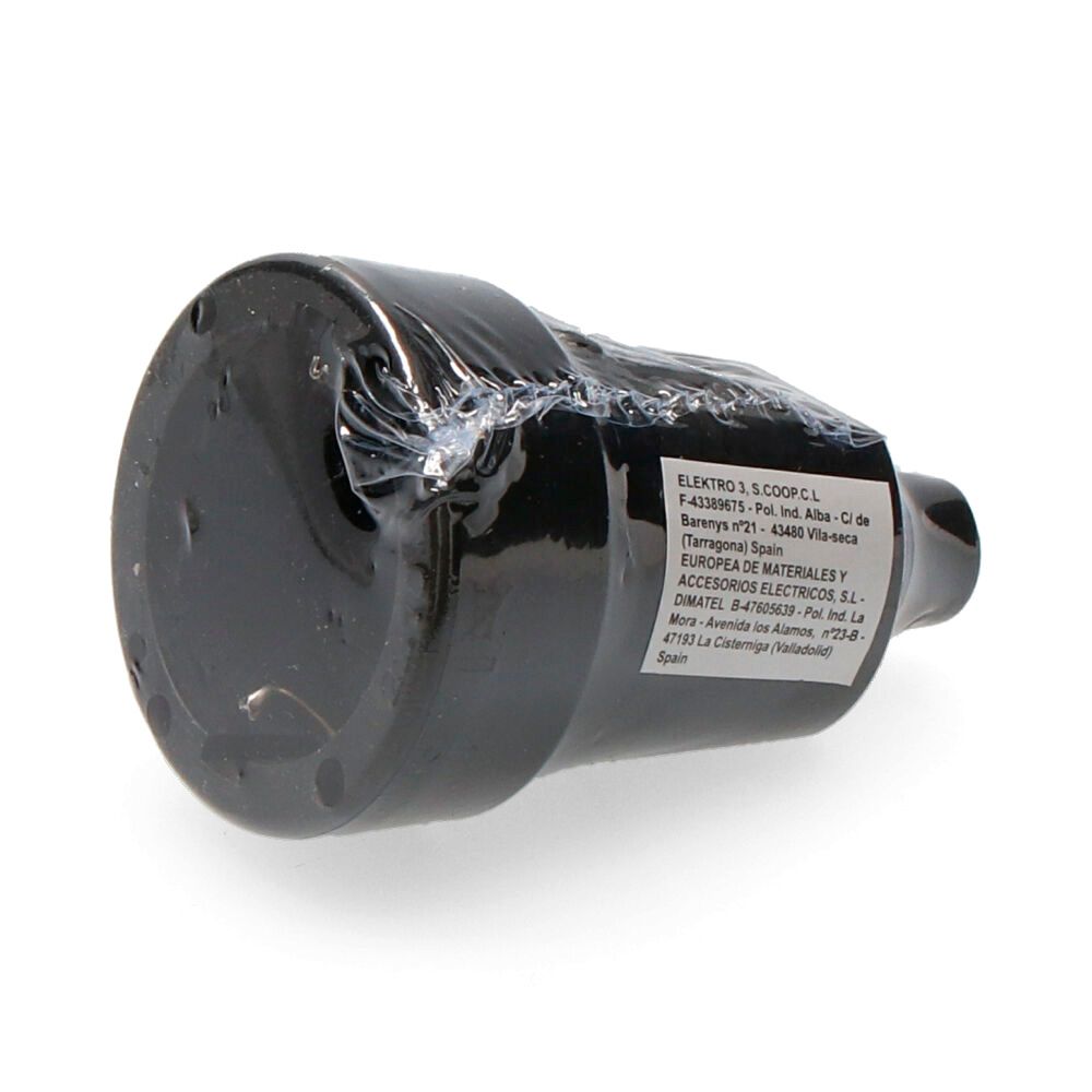 Ficha fêmea de borracha 10/16A 250V T/TL IP44 4,8mm preta (retractilada) EDM - Image 2