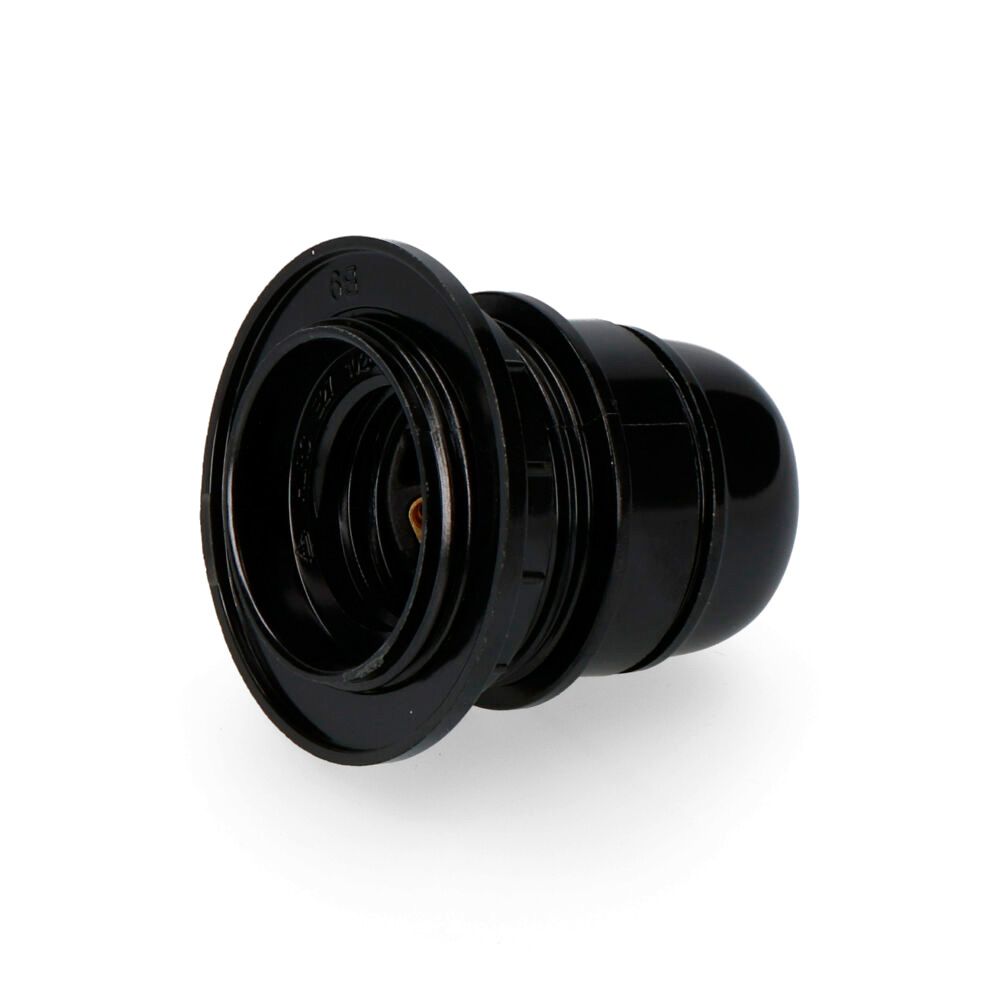 Casquilho semi-rosca E27 homologado + anilha (retractilado) preto EDM
