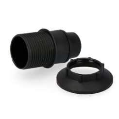 Casquilho E14 semi-rosca + anilha (retractilado) preto solera